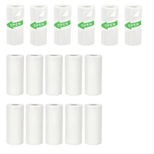 16 Rolls Mini Thermal Printer Paper, Including 6 Sticker Paper & 10 Plain , 57X25mm