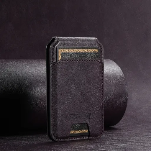Purple Slim Magnetic Wallet with Kickstand for MagSafe - PU Leather Card Holder