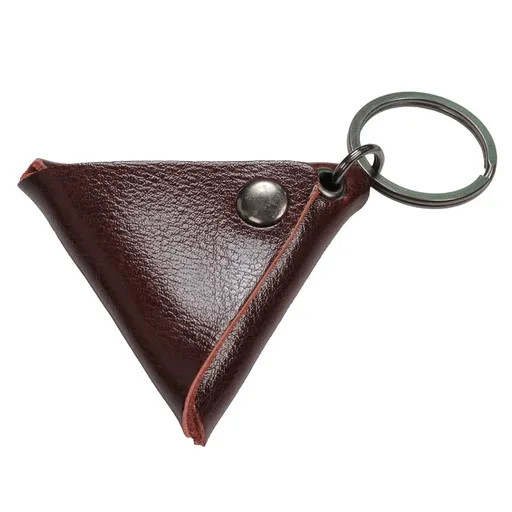 Guitar Pick Holder Genuine Leather Guitarra Plectrum Case Bag Triangle Keychain Accessories, for Travel, Work and Everyday Carry, Brown