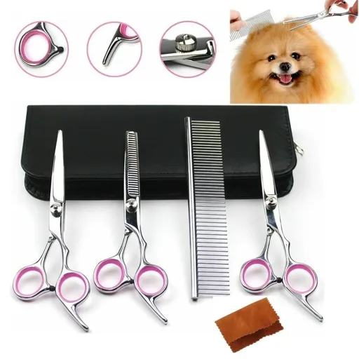 Pet Cat Dog Grooming Scissors Set 4 Pieces Stainless Steel Professional Pet Trimmer Kit