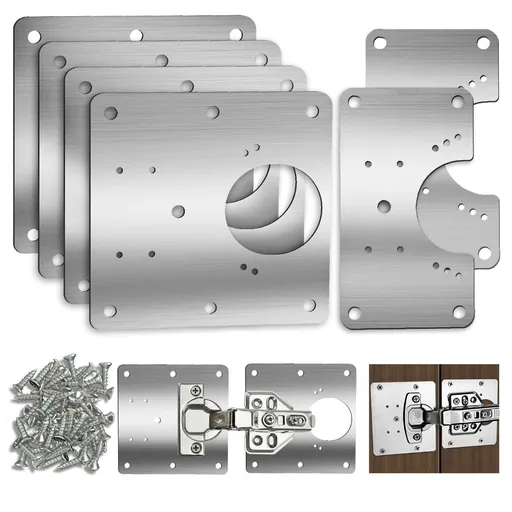 Cabinet Hinge Repair Plate Hinges Repair Fixing Plates Cabinet Repair Board | 6 PCS Stainless Steel Kitchen Cupboard Door Hinge Repair Brackets Kit, Cabinet Fixing Plate Bracket with Screw Universal