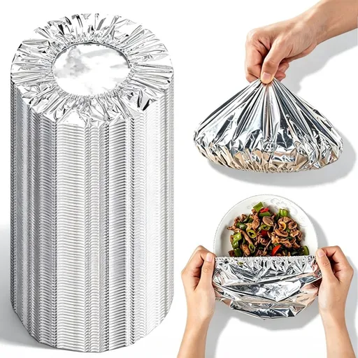 100/200PCS Reusable Aluminum Foil Heat Lid, Kitchen Insulation Cover, Fruit Cling Wrap, Aluminum Foil Food Wrap