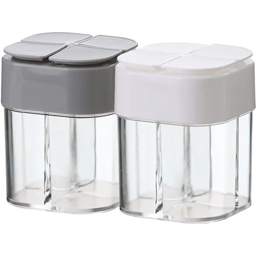 2-Pack Barbecue Seasoning Jars with Salt and Pepper Shakers Clear Plastic Spice Containers for Cooking and Travel