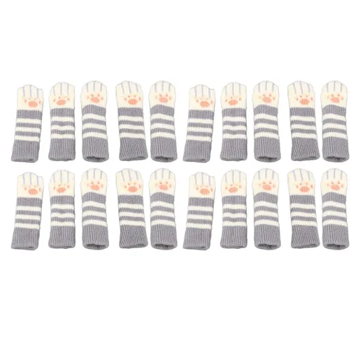 Furniture Socks, 20Pcs Creative Elastic Cat Paws Design Chair Socks Furniture Table Floor Protector (Grey)