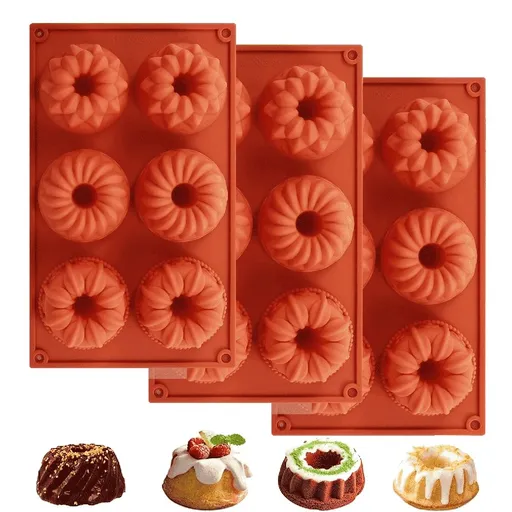 3Pcs Mini Small Fluted Tube Pan Silicone for Cake Pans Silicone Cake for Baking