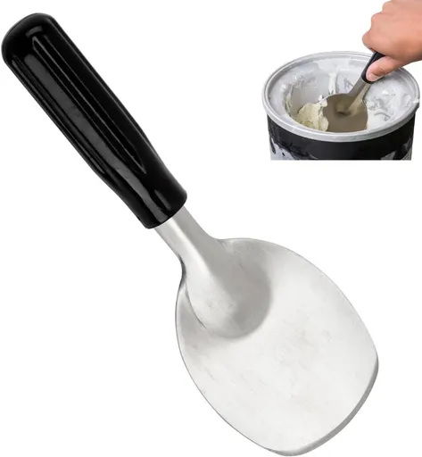Robust ice cream scoop with non-slip handle - stainless steel ice cream scoop - perfect for scooping and serving hard frozen desserts.