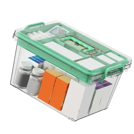 Portable Medicine Box Multilayer Large Capacity Emergency First Aid Kit Box with Handle for Home Travel Office