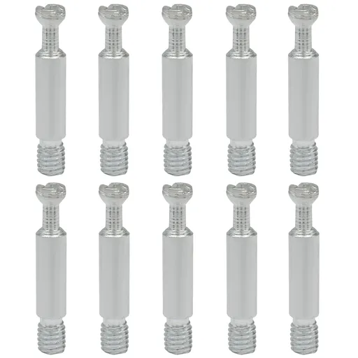 10 Pack 35mm Furniture Connecting Fittings, Thread Bolts Metal Dowels Connecters, Screws Fasteners for Cabinet Drawer/Wardrobe Furniture(Silver)