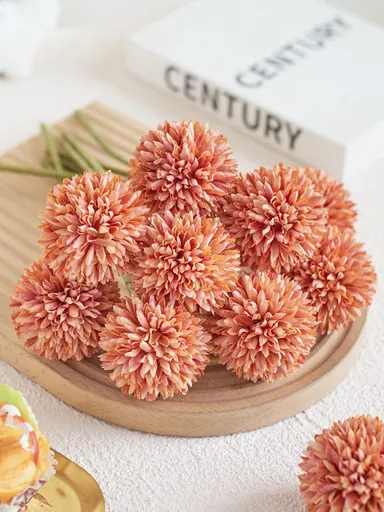 16pcs Artificial Chrysanthemum Ball Flowers Dandelion Hydrangea Arrangement Bouquet For Friends Bridal Wedding Home Office Decor Ideal Valentine s Day Gift
