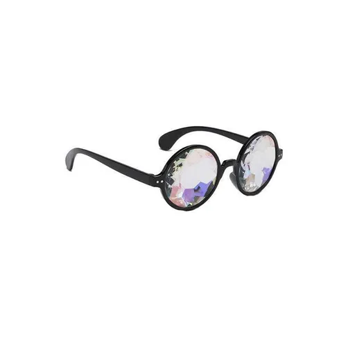 Festival Rave Kaleidoscope Glasses Prism Lens Crystal Effect Party Sunglasses - Black