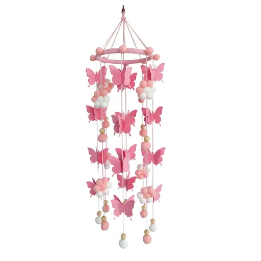 Baby Crib Mobile Cute Butterfly Felt Ball Mobile Ceiling Mobile Hanging Decoration for Baby Nursery Room Decor Baby Shower