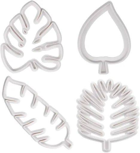 Set of 4 cutters, cookie cutters, leaf cutters, tropical leaves, plastic cake decoration for DIY cookies, fondant, cupcakes, cake