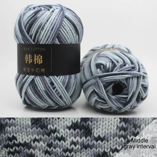 Cotton Yarn - Multicolor Rainbows Yarn,50 gram Skeins,26 Colors Available,7 Strands Of Combed Milk Cotton Crocheting Yarn for Knitting,Crochet,Weaving,Arts & Crafts - Fiesta #S - Dark Gray
