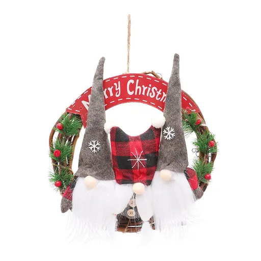 Christmas Wreath Christmas Decorations Christmas Wreath DIY Christmas Fabric Old Man Doll Simulation Rattan Circle