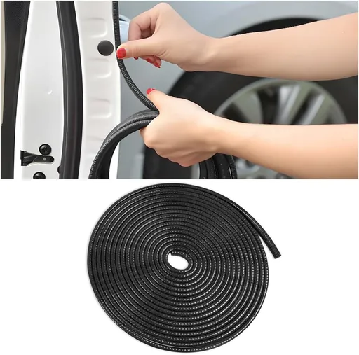 Car Door Edge Guards, 16Ft Rubber Seal Car Door Edge Trim, U Shape Door Edge Protector Guard, Aluminum Weather Proofing Automotive Door Edge Molding Protection for Most Car (Black)