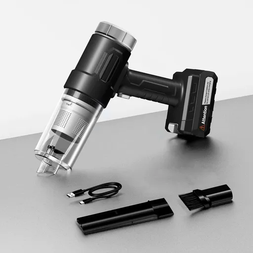 cordless car vacuum, handheld car vacuum, detachable battery vacuum, strong suction car vacuum, car cleaning, car vacuum Australia, portable vacuum cleaner, car interior cleaner - Black silver - Size L