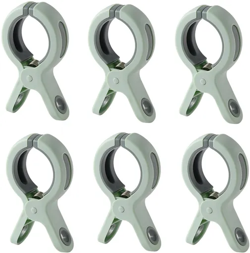 6 Pieces Beach Towel Clips - Plastic Quilt Clips - Clothes Pegs - Large Clothes Peg Towel Pegs - Windproof - Green - For daily laundry, beach towels, bath towels, bed linen and thick clothing