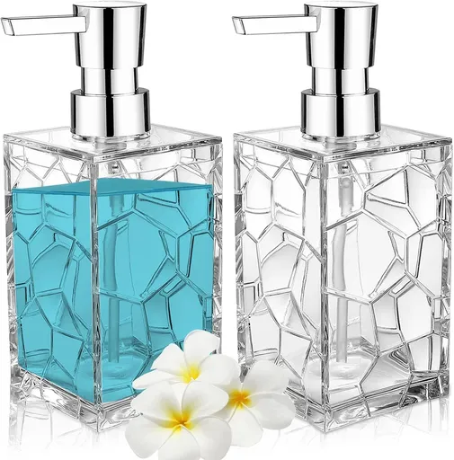 Acrylic Soap Dispenser Set Clear 320 mL Rust-Resistant Pump Bottles for Hand Soap Lotion Shampoo Body Wash