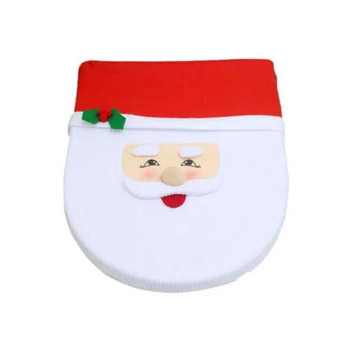 Christmas Pattern Mildew Proof Waterproof Bathroom Toilet Seat Cover Foot Pad and Water Tank Cover Set