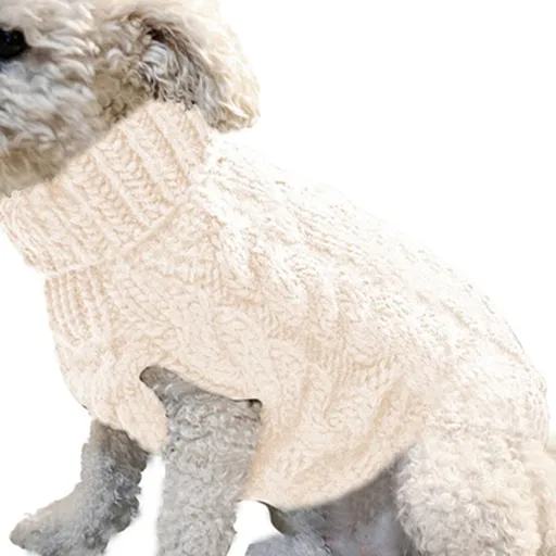 Dog Sweater for Small Medium Dogs, Warm Comfortable Winter Pet Clothes, Cute Knitted Sleeveless Pet Sweaters for Puppies, Cats, Dog Apparel & Accessories L White