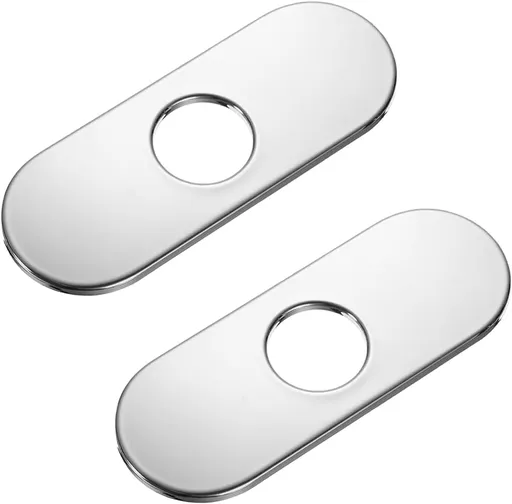 2PCS 6 inch Sink Faucet Hole Cover,Deck Plate Escutcheon for Kitchen Faucet,Sink Hole Cover,Plate for Bathroom Sink,Plumbing Cover Plates,Deck Plate for Pull Down Faucet:Stainless Steel (Chrome)