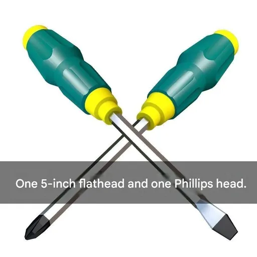 2-piece Green One 5-inch Phillips screwdriver and one 5-inch flathead screwdriver Impact-Resistant Magnetic Screwdriver with Through-Tang Shaft — Chrome Vanadium Steel Bit, Ergonomic Non-Slip Handle — Ideal for Automotive Repair, Machinery Maintenan