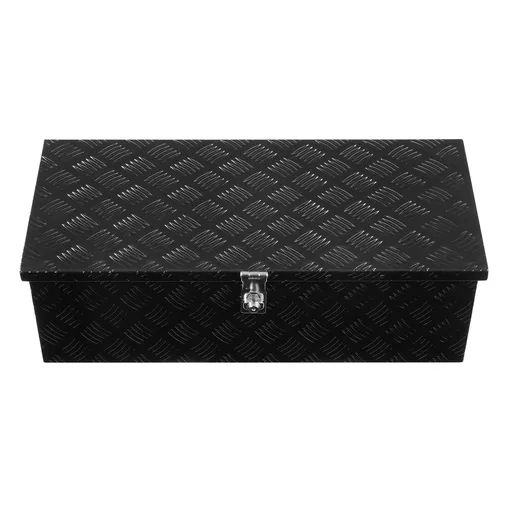Heavy Duty Aluminum Truck Bed Tool Box, Stripes Plated Tool Box with Side Handle and Lock Keys, Storage Toolbox Chest Organizer for Trailer, Pickup, RV, 30"x13"x9.6"(762x330.2x243.84mm), Black