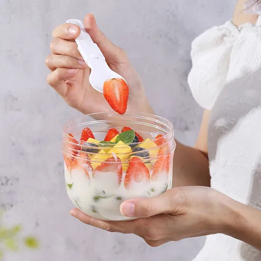 4 Pcs Overnight Oats Container with Lids and Spoons, 600ml Overnight Oats Jars Airtight Yogurt Container for Milk, Fruit