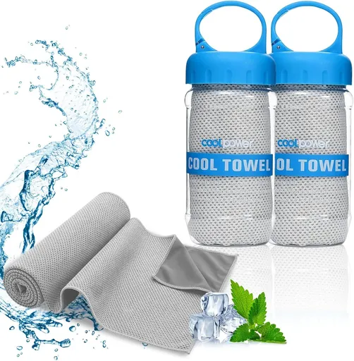 2 Pack Cooling Towels for Neck, Cooling Towels for Hot Weather, 30*100cm, Microfibre Cool Towels, Cooling Bottle Cold Sweat Towel,Instant Cooling Towel(Light gray)