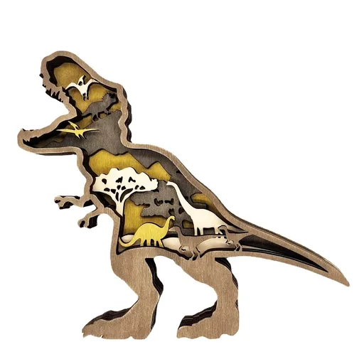 Wooden Dinosaur Decor,Tyrannosaurus Rex Statues and Figurines,Table Knacks Decorations for Home、living room、table
