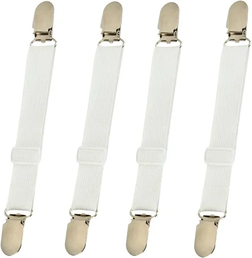 Sheet Clips Buckles Sheet Holder Mattress Clips, 4 pcs Adjustable Elastic Sheet Fasteners Buckles Holders