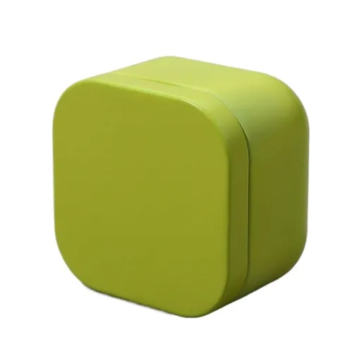 Square Metal Tea Caddy with Secure Lid for Loose Leaf Tea, Coffee, Sweets and Small Dry Goods, Compact Kitchen Storage Tin, Light Green