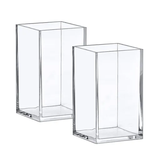 2-Pack Pen Holder, Acrylic Pen Holder, Clear Plastic Organizer for Office Supplies, Perfect Office Desktop Storage Solution for Pencils, Pens, Markers, Scissors, and More