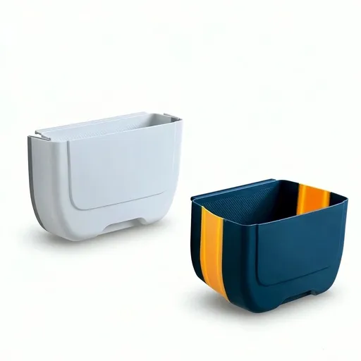Hanging Folding Mini Trash Can for Kitchen Cabinet Door, Small Collapsible Garbage Bin Under Sink,Wall Mounted Waste Bin 2pcs