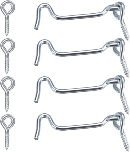 4Pcs 1.5 inches Cabin Hook Eye Latch Gate Door Swivel Window Door Hook with Mounting Screws