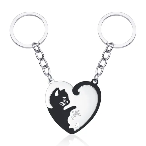 Cat Matching Necklaces Best Friend Necklaces Heart Yin Yang Friendship Necklace For 2 made of stainless steel, it will not fade