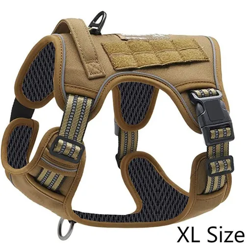 Khaki Reflective Dog Harness Adjustable Breathable Mesh Vest With Handle Recommended Christmas Holiday Gift Khaki Size XL