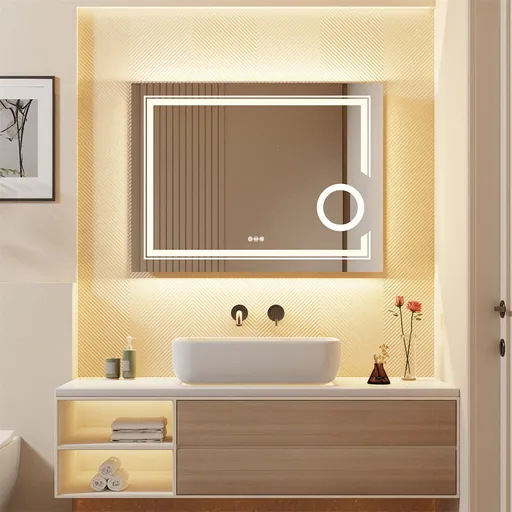 600x800mm LED Bathroom Mirror with Magnification Anti-fog