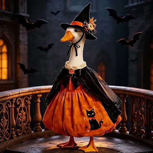 Witch Goose Outfit, Durable Polyester Costume for 23-Inch Porch Geese, Festive Yard Decoration for Outdoor Use