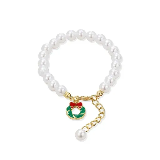 Faux Pearl Bracelet for Women Christmas Gift Adjustable Fashion Jewellery - Christmas wreath