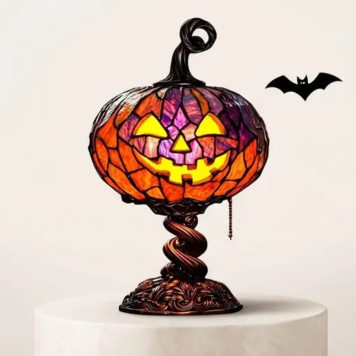 Halloween Pumpkin Table Lamp - Jack-O-Lantern Light (1PC) - Vintage Halloween Lamp, USB Resin Ornament for Mantel, Bedroom & Holiday Parties