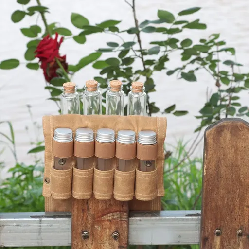 Portable Spice Bag with 9 Spice Jars, Canvas Seasoning Storage Bag Organizer, Seasoning Bottle Holder with Mini Condiment Bottle