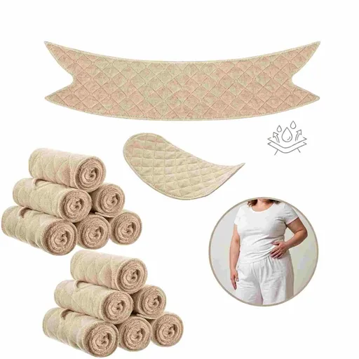 12Pcs Cotton Tummy Liners for Sweat Rash Skin Folds Plus Size Women Sweating Supplies, Khaki