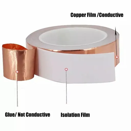 Copper Foil Tape with Conductive Adhesive - EMI Shielding for Guitars, Stained Glass Making, Electrical Repairs & DIY Electronics (Paper Circuits, Soldering)