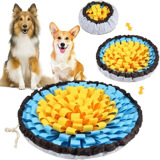 Interactive Snuffle Mat for Dogs – Slow Feeder & Foraging Puzzle Toy Made from Durable, Eco-Friendly Felt with Adjustable Drawstring, Anti-Slip Base, and Vibrant Color Combinations, Perfect for Mental Stimulation, Stress Relief, and Slow Eating Indoo
