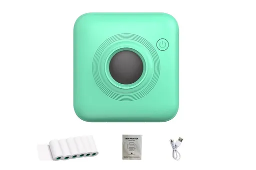 Mini Portable Label Printer Wireless Bluetooth Thermal Printer for Labels Boarding Pass Notes Photos - Green