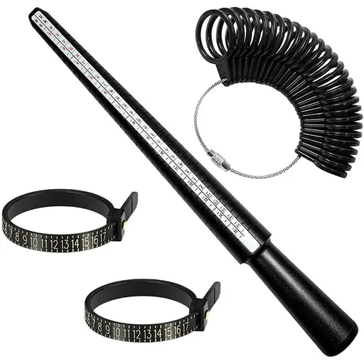 Ring Size Measuring Tool with Plastic Mandrel & Ring Sizer Guage, Four Stick Mandrel and Ring Gauge Finger Sizing for Jewelry