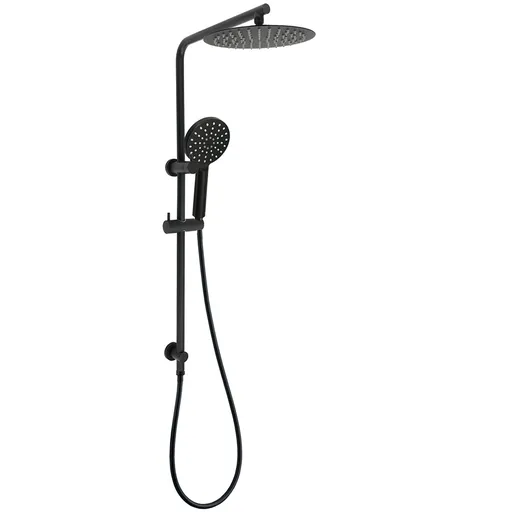 Matt Black 10" Shower Rain Head Handheld Silde Wall Arm Rail Dual Bath Set