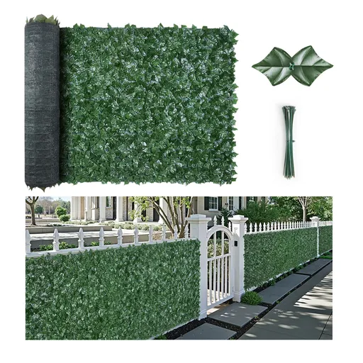 Ivy Privacy Fence, 990 x 2490 mm Artificial Green Wall Screen, Greenery Ivy Fence with Mesh Cloth Backing and Strengthened Joint, Faux Hedges Vine Leaf Decoration for Outdoor Garden, Yard