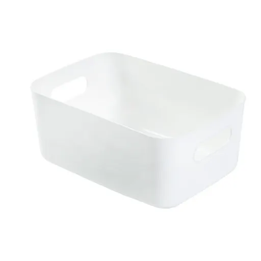 Desktop Storage Basket PP Cosmetic Storages Box Desktops Sundries Organizer with Handle for HouseholdMedium White
